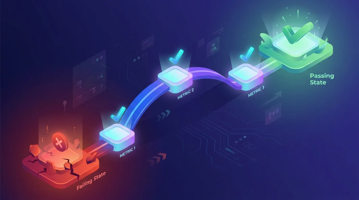 Step-by-step Core Web Vitals optimisation roadmap moving a site from red to green across all three metrics