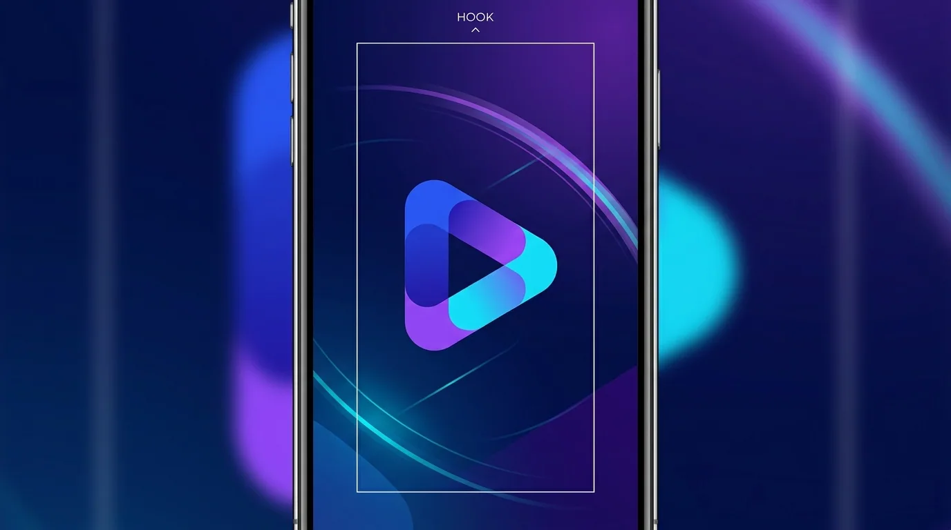 First-frame social hook design with a single bold focal point and high-contrast composition optimized for mobile