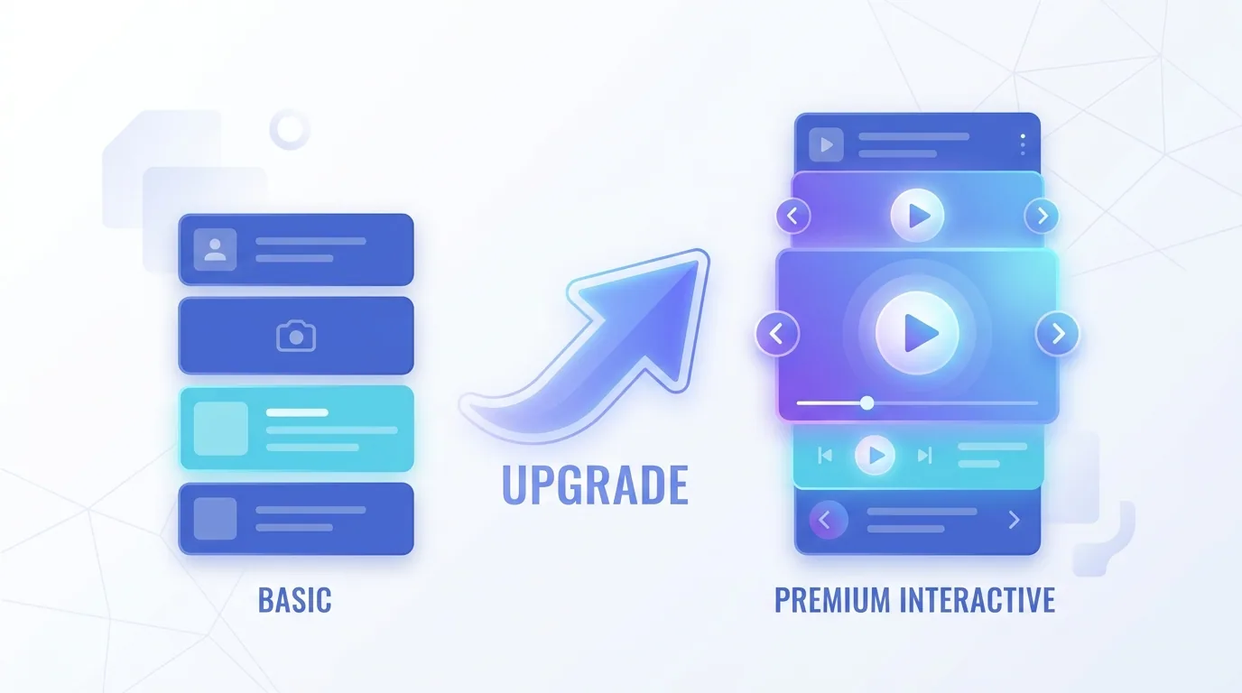 Side-by-side comparison of basic Amazon A+ content modules versus larger interactive premium A+ content modules