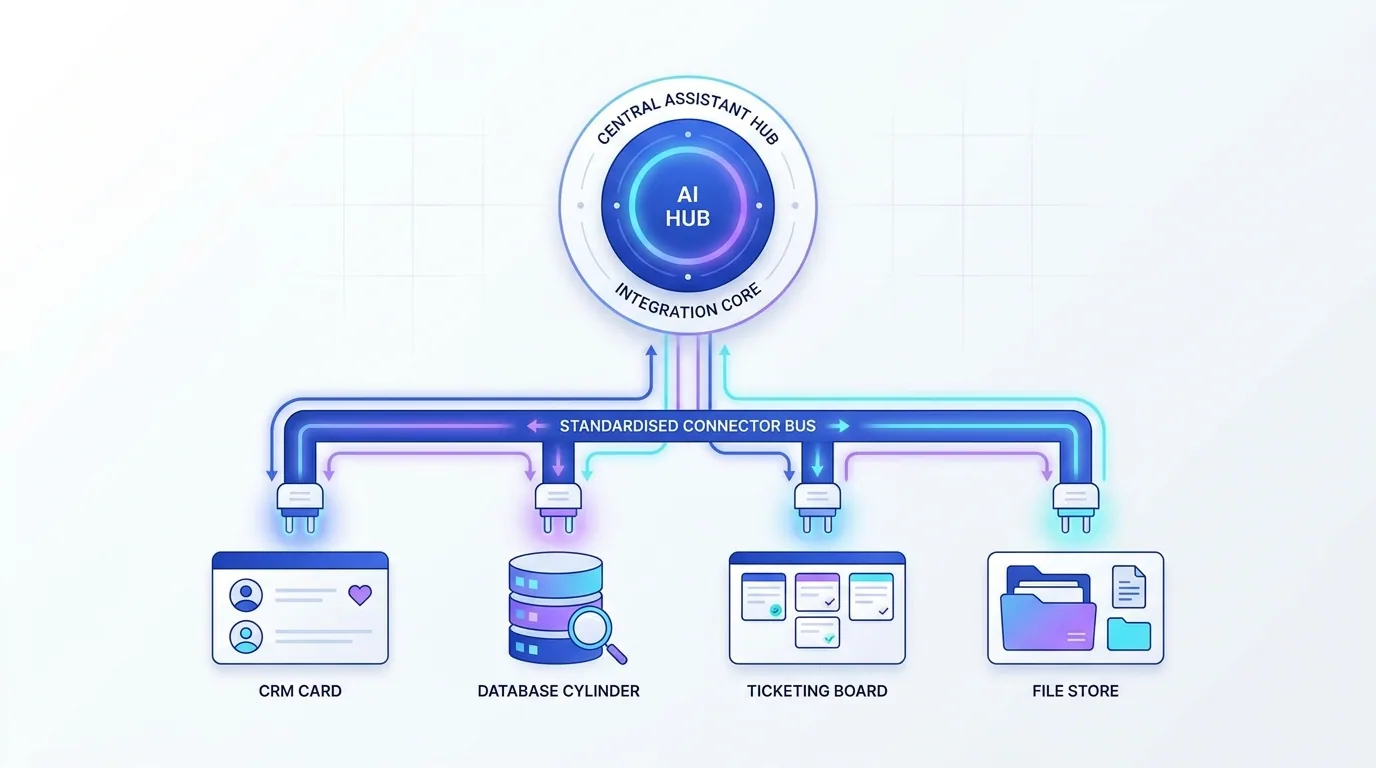 Diagram showing Claude connecting to business tools and data sources through the Model Context Protocol and function calling