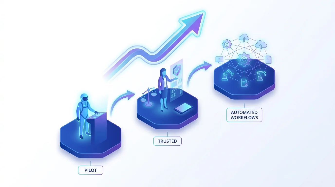 Roadmap for adopting Claude AI in a business, from a single pilot use case to connected, automated workflows