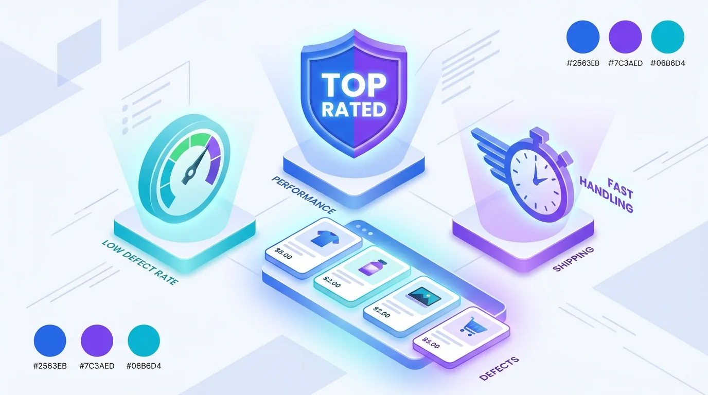 eBay seller performance dashboard showing Top Rated status, low defect rate, and fast handling boosting ranking