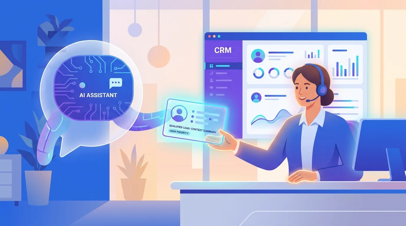 An AI bot smoothly handing a qualified lead with full context to a human sales representative