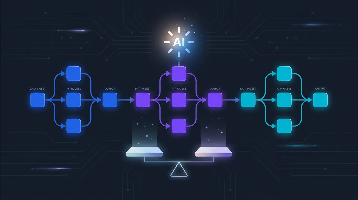 Three glowing automation workflows compared side by side representing n8n, Make, and Zapier in 2026
